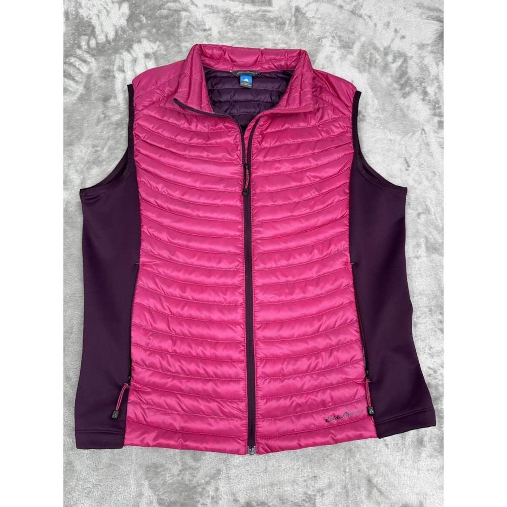 Eddie Bauer Puffer Vest‎ Womens Medium M Pink Purple First Ascent Goose Down